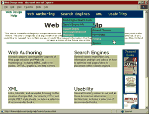 screen shot of web design help screen